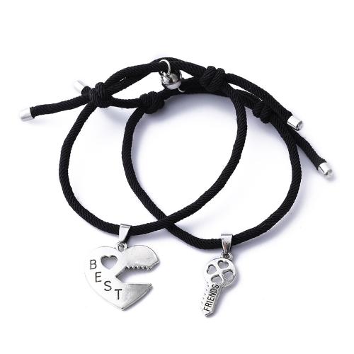 alliage de zinc Bracelet de couples, avec cordon de polyester, Placage, magnétique & styles différents pour le choix & pour le couple, Longueur Environ 6-10 pouce, Vendu par fixé