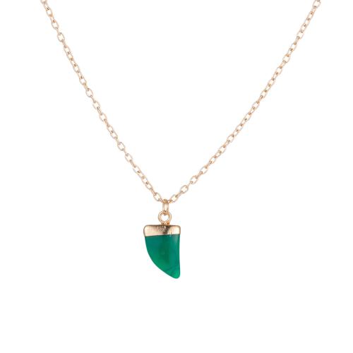 Zinc Alloy Necklace with Glass Wolf Tooth gold color plated cross chain & Unisex Length Approx 16 Inch Sold By PC