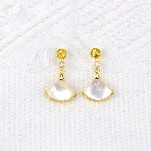 Blås örhänge droppe Komponent, White Shell, med Mässing, guldfärg pläterade, DIY, fler färger för val, nickel, bly och kadmium gratis, Säljs av Par