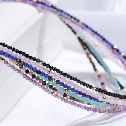 Colar de jóias de pedras preciosas, Pedra natural, with Pérolas de água doce & cristal, cromado de cor dourada, joias de moda, Mais cores pare escolha, 2-8MM, vendido para 44 cm Strand