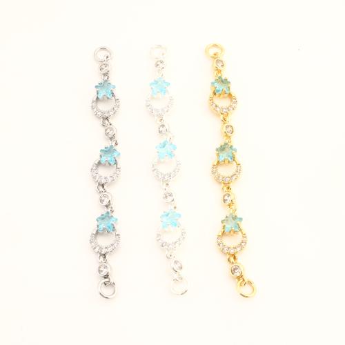 Blås-förlängare Chain, Mässing, DIY & micro bana cubic zirconia, fler färger för val, 72x12x4mm, Säljs av PC