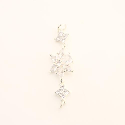 Brass Extender Chain DIY & micro pave cubic zirconia silver color Sold By PC
