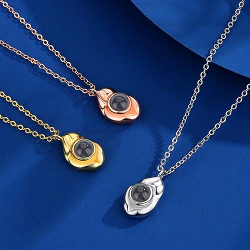laiton Collier de projection miniature, avec verre, Placage, bijoux de mode & avec strass, plus de couleurs à choisir, protéger l'environnement, sans nickel, plomb et cadmium, 13.50x8mm, Longueur Environ 40 cm, Vendu par PC