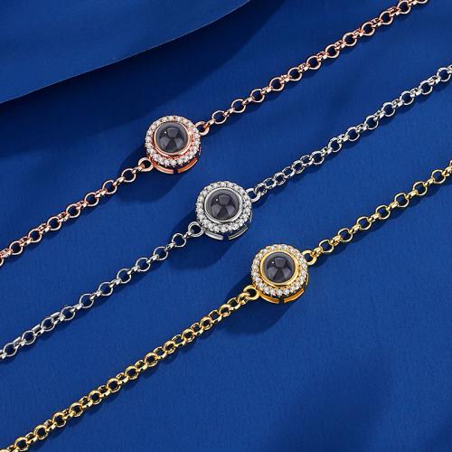Messing Miniatur Projection Armband, mit Glas, plattiert, Modeschmuck & mit Strass, keine, frei von Nickel, Blei & Kadmium, 8mm, verkauft von PC