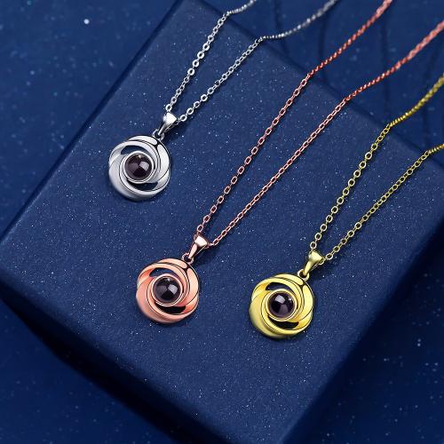 laiton Collier de projection miniature, avec verre, Placage, bijoux de mode, plus de couleurs à choisir, protéger l'environnement, sans nickel, plomb et cadmium, 20x12mm, Longueur Environ 40 cm, Vendu par PC