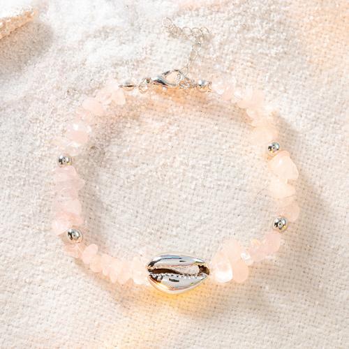 Gravier naturel bracelet, avec alliage de zinc, coquille, styles différents pour le choix & pour femme, Longueur Environ 6-8 pouce, Vendu par PC