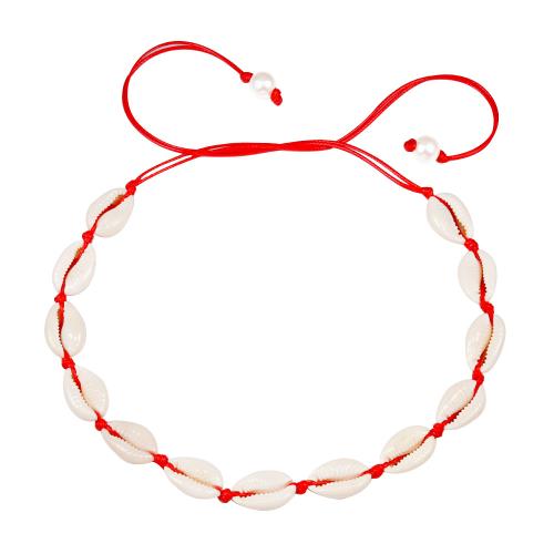 coquille collier, avec corde de cire & perle de plastique, Style bohème & styles différents pour le choix & pour femme, Longueur Environ 19.5-31.5 pouce, Vendu par PC