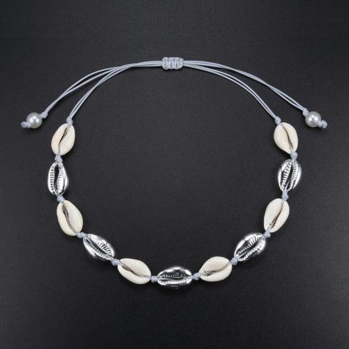 coquille collier, avec cordon de polyester & alliage de zinc, fait à la main, Style bohème & pour femme, plus de couleurs à choisir, Longueur Environ 47.2 pouce, Vendu par PC