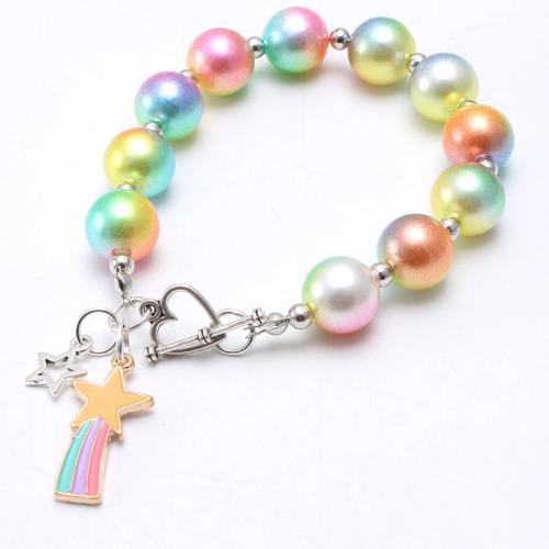 Perlas de plástico ABS Pulsera, con aleación de zinc, chapado, Chica & diverso tamaño para la opción & diferentes estilos para la opción & esmalte, longitud aproximado 7.5 Inch, Vendido por UD