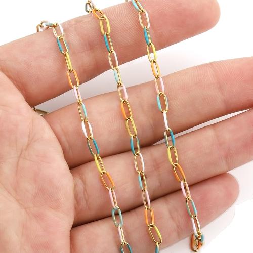 Nerezová ocel šperky řetěz, 304 Stainless Steel, barva pozlacený, DIY & smalt, více barev na výběr, 2m/Bag, Prodáno By Bag