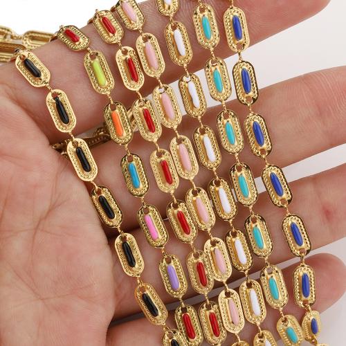Rostfreier Stahl-Bar-Kette, 304 Edelstahl, goldfarben plattiert, DIY & Emaille, keine, 4.50x9mm, 2m/Tasche, verkauft von Tasche