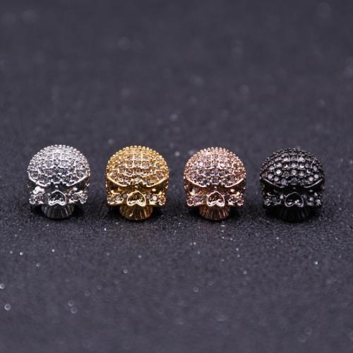 Perline in ottone Zircone forno pavimenta Cilindrata, Teschio, placcato, DIY & Micro spianare cubic zirconia, nessuno, assenza di nichel,piombo&cadmio, Venduto da PC