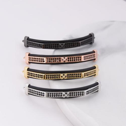 Brass Curved Tube Beads plated DIY & micro pave cubic zirconia nickel lead & cadmium free Sold By PC