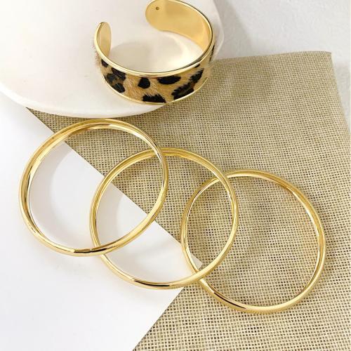 304 Stainless Steel Bangle Set gold color plated 4 pieces & fashion jewelry golden Sold By Set