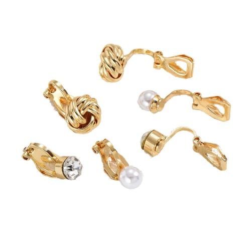 Zinklegierung Ohrring Clip, goldfarben plattiert, Modeschmuck, goldfarben, verkauft von Paar