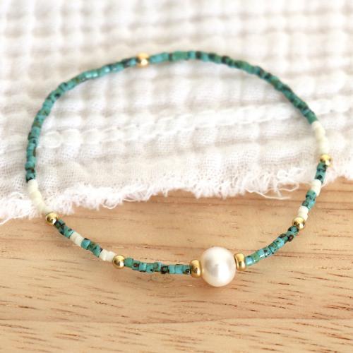 Gemstone Bracelets Natural Stone with Plastic Pearl & Zinc Alloy gold color plated fashion jewelry Sold By PC
