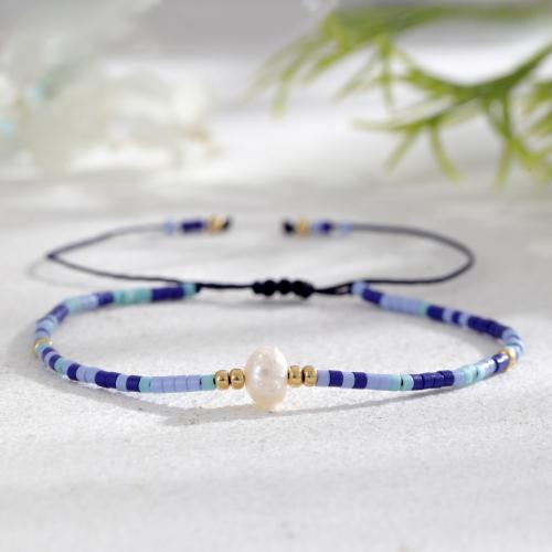 Seedbead Bracelet with Plastic Pearl & Zinc Alloy gold color plated fashion jewelry Sold By PC
