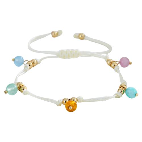 Gemstone Bracelets Natural Stone with Cats Eye & Zinc Alloy gold color plated fashion jewelry Sold By Strand