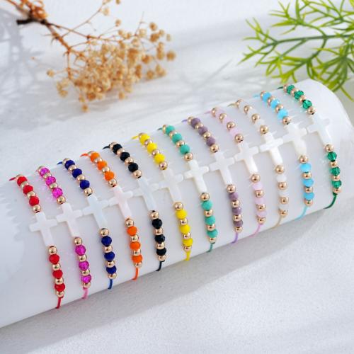 Crystal Bracelets with Shell & Zinc Alloy gold color plated fashion jewelry Sold By Strand
