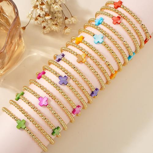 Messing Armbanden, Schelp, met Messing, gold plated, mode sieraden, meer kleuren voor de keuze, Verkocht door Strand