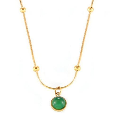 Stainless Steel Jewelry Necklace 304 Stainless Steel with Glass Stone 18K gold plated fashion jewelry & for woman Sold By PC