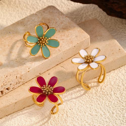 Ring Finger ze stali nierdzewnej, Stal nierdzewna 304, Platerowane w kolorze złota, dla kobiety & emalia & pusty, dostępnych więcej kolorów, sprzedane przez PC