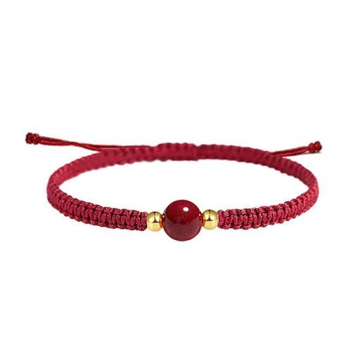 Mode-Zinnober-Armband, Knotenschnur, mit Cinnabaris & Messing, Modeschmuck, keine, frei von Nickel, Blei & Kadmium, 8mm, Länge ca. 19 cm, verkauft von PC