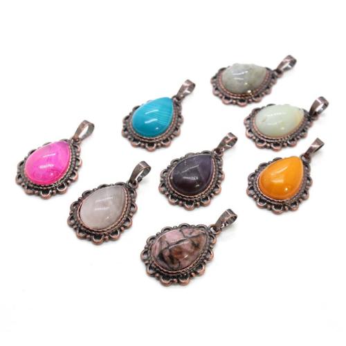 Gemstone Pendants Jewelry Zinc Alloy with Gemstone Teardrop plated DIY Sold By PC
