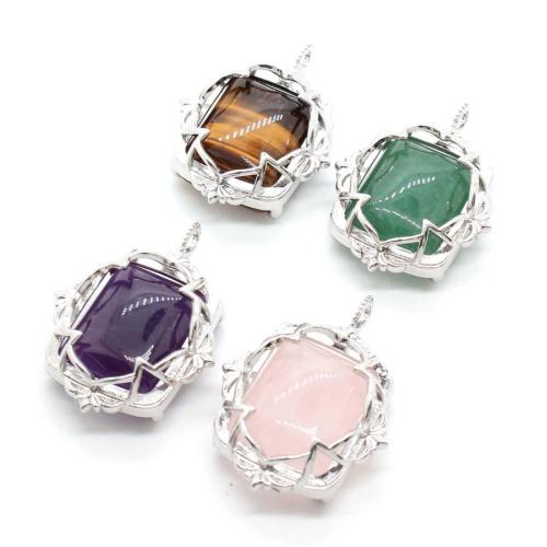 Gemstone Pendants Jewelry Zinc Alloy with Gemstone silver color plated DIY Sold By PC