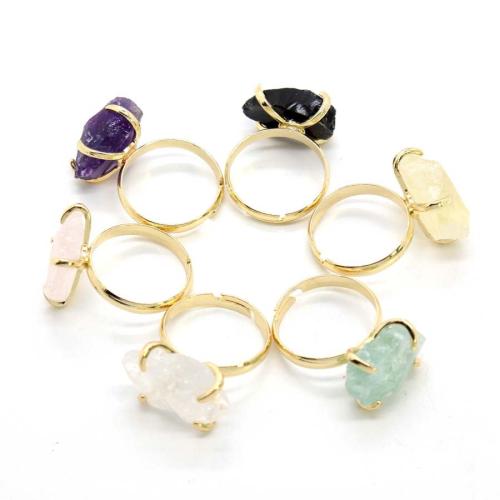 Gemstone prst prsten, Zinek, s Drahokam, barva pozlacený, módní šperky, více barev na výběr, 20x10mm, Prodáno By PC