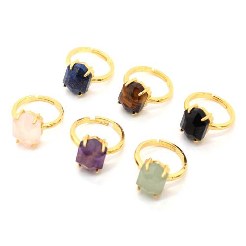 Gemstone prst prsten, Zinek, s Drahokam, barva pozlacený, módní šperky, více barev na výběr, 14x10mm, Prodáno By PC