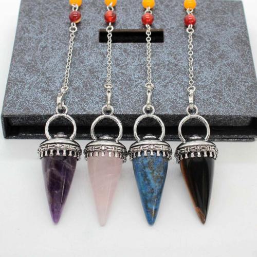 alliage de zinc Pendulum Pendant, avec pierre gemme, Placage de couleur argentée, DIY, plus de couleurs à choisir, 53x22mm, Vendu par PC