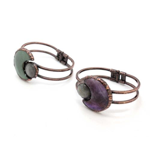 alliage de zinc bracelet ordinaire, avec pierre gemme, Placage, bijoux de mode, plus de couleurs à choisir, 35x30mm, Vendu par PC