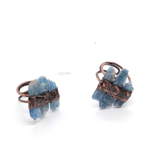 Edelstein Fingerring, Zinklegierung, mit Edelstein, plattiert, Modeschmuck, keine, 35x43mm, verkauft von PC