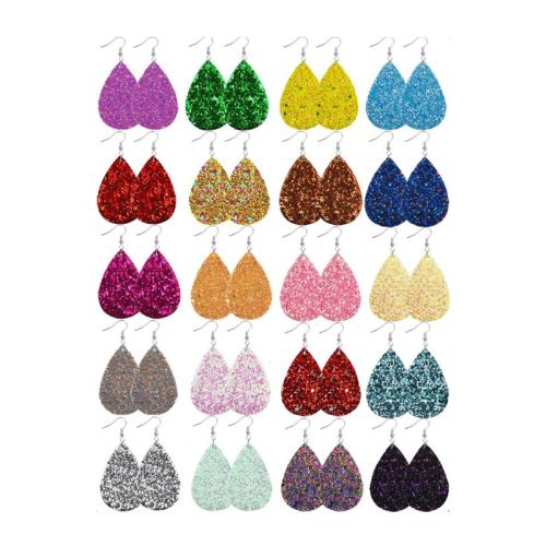 PU Drop náušnice, s Zinek, Slza, módní šperky & pro ženy, Náhodná barva, 40x70mm, Prodáno By Pair