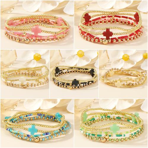 Seedbead Pulsera, con metal, chapado en color dorado, Joyería, más colores para la opción, 5PCs/Set, Vendido por Set