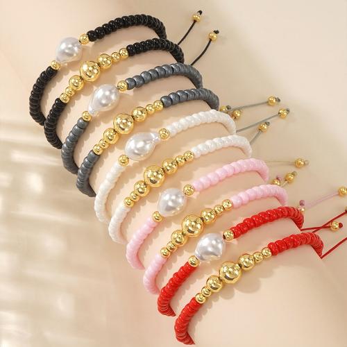 Bracelet en plastique, perle de plastique, avec laiton, Placage de couleur d'or, bijoux de mode & multicouche, plus de couleurs à choisir, Vendu par brin