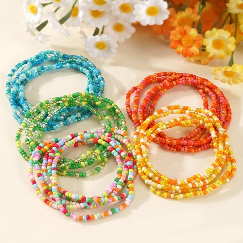 Seedbead Pulsera, con metal, chapado en color dorado, Joyería & multicapa, más colores para la opción, 5Strandsfilamento/Set, Vendido por Set