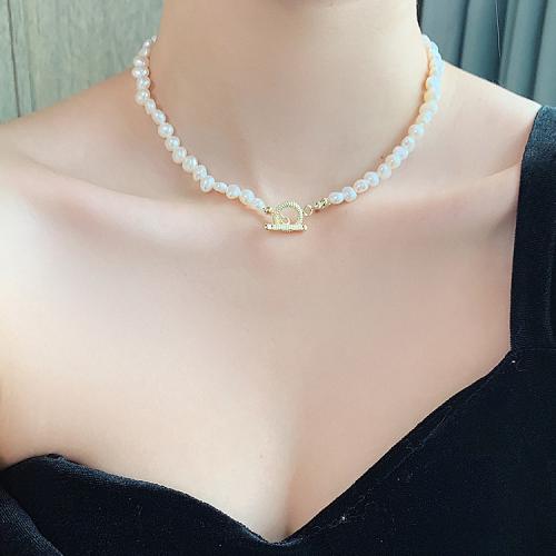 Ensembles de bijoux de perle d'eau douce de culture naturelle, perle d'eau douce cultivée, avec alliage de zinc, Baroque, Placage de couleur d'or, bijoux de mode, plus de couleurs à choisir, 6-8MM, Vendu par brin