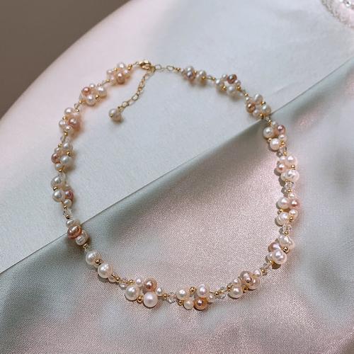 Ensembles de bijoux de perle d'eau douce de culture naturelle, perle d'eau douce cultivée, avec alliage de zinc, Baroque, Placage de couleur d'or, bijoux de mode, plus de couleurs à choisir, 9-10MM, Vendu par brin