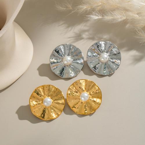 Boucle d'oreille de gaujon en acier inoxydable, Acier inoxydable 304, avec perle de plastique, Placage de couleur d'or, bijoux de mode, plus de couleurs à choisir, Vendu par paire