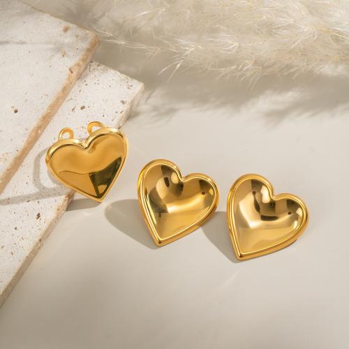Stainless Steel smycken Ställer, 304 rostfritt stål, Hjärta, guldfärg pläterade, mode smycken, gyllene, Säljs av PC