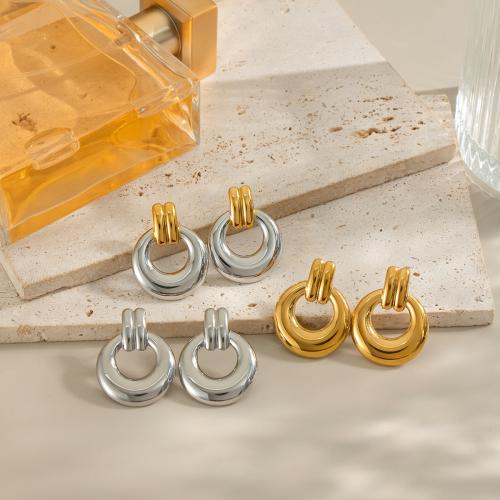 Nerezová ocel náušnice, 304 Stainless Steel, barva pozlacený, módní šperky, více barev na výběr, Prodáno By Pair