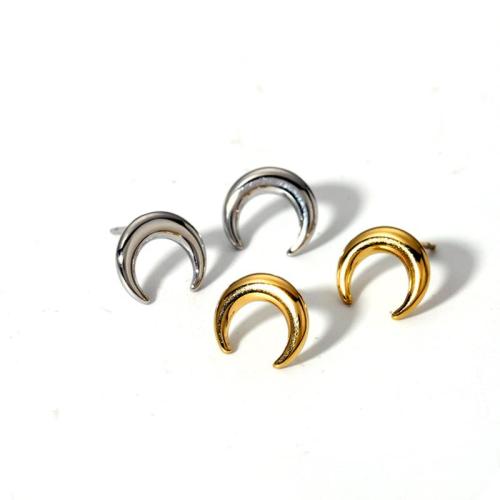 Stainless Steel Stud Earrings 304 Stainless Steel Moon Vacuum Ion Plating fashion jewelry & for woman Sold By Pair