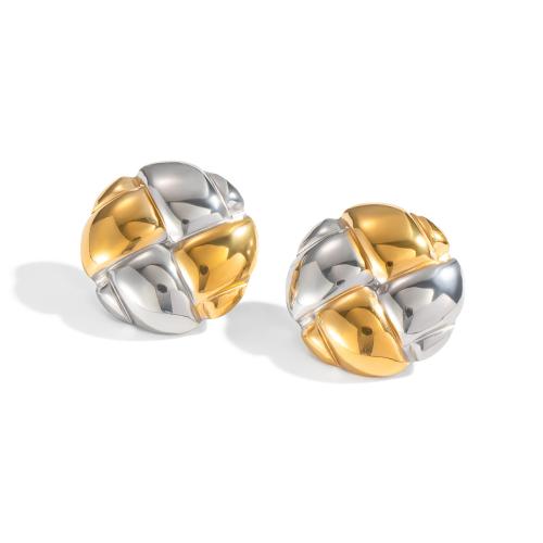 Stainless Steel Stud Earrings 304 Stainless Steel plated fashion jewelry & for woman & two tone Sold By Pair