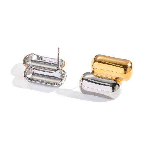 Stainless Steel Stud Earrings 304 Stainless Steel Vacuum Ion Plating fashion jewelry & for woman & two tone Sold By Pair