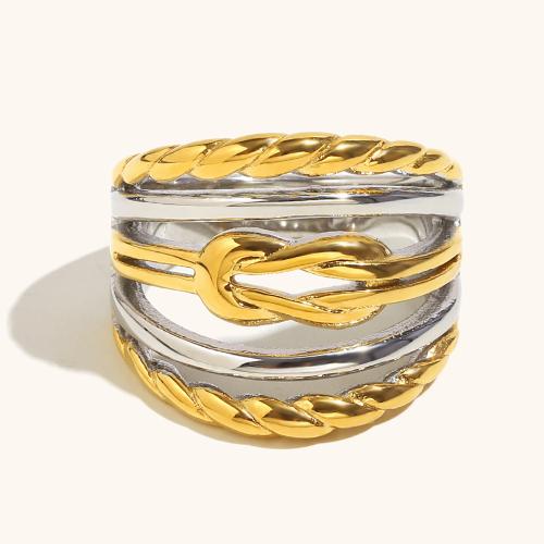 Stainless Steel Finger Ring 304 Stainless Steel plated multilayer & for woman & two tone Sold By PC