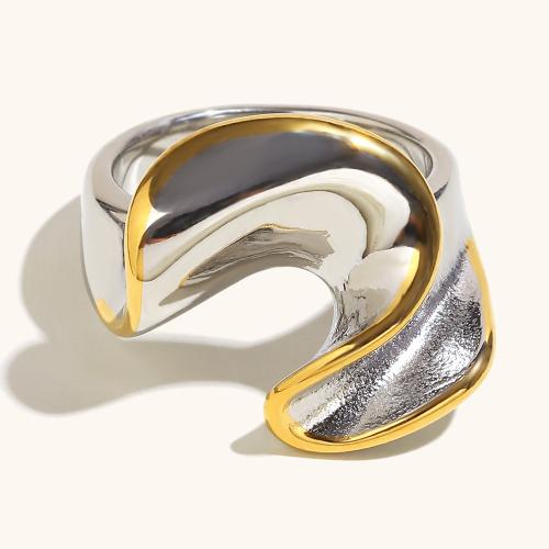 Stainless Steel Finger Ring 304 Stainless Steel plated & for woman & two tone Sold By PC