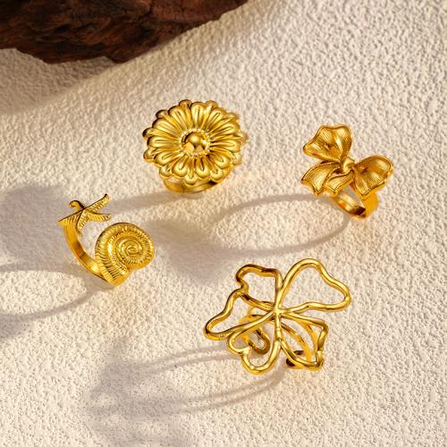 Stainless Steel Finger Ring 304 Stainless Steel plated fashion jewelry & for woman golden Sold By PC