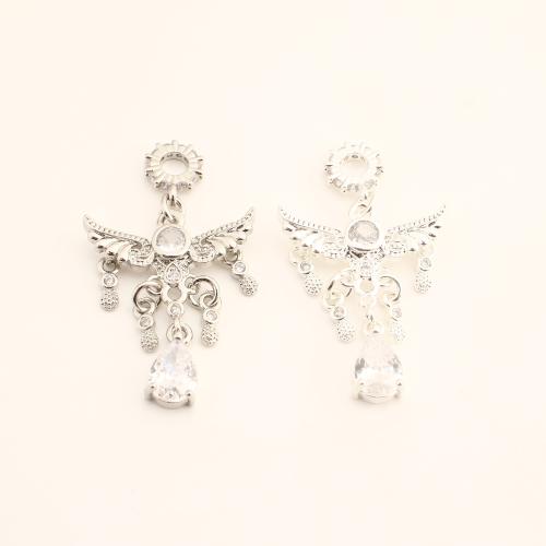 Cilindrata Zircone micro pavimenta il pendente di ottone, DIY & Micro spianare cubic zirconia, nessuno, 38x22x4mm, Venduto da PC